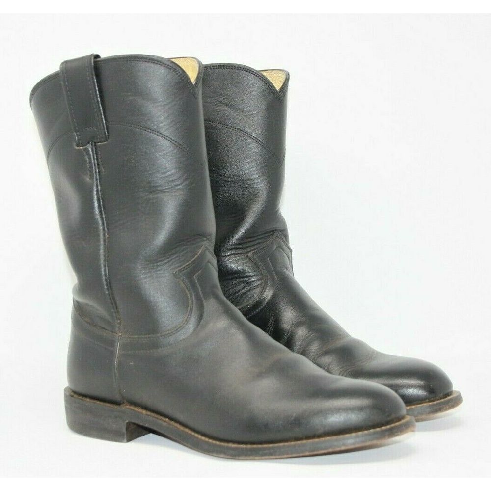 Justin Size 7 D Black Leather Boots